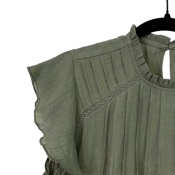 Nanette Lepore Flutter Sleeve Feminine Mock Frilly Neckline Blouse Size S - Picture 2 of 10